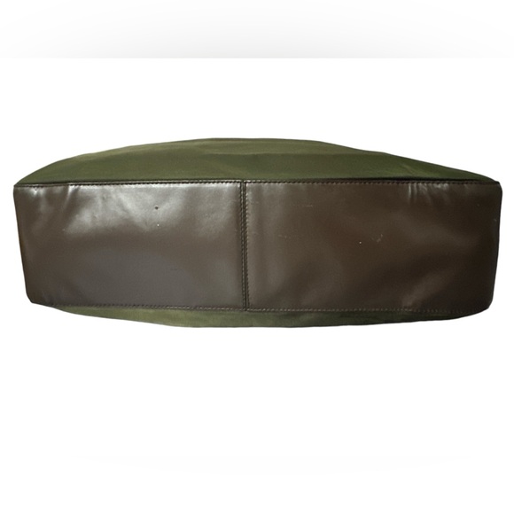 Prada Green Nylon Brown Leather Shoulder Bag - Picture 6 of 16